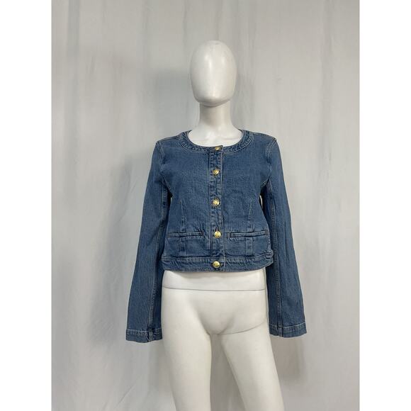 J.Crew 'Louisa' Blue Cotton Lady Jacket Size 10 - Picture 2 of 5